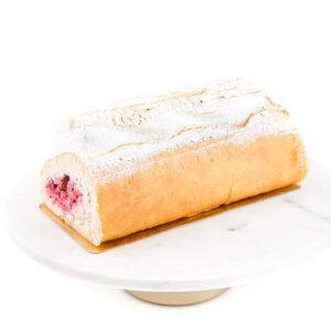 Curd and raspberry roll-sponge cake